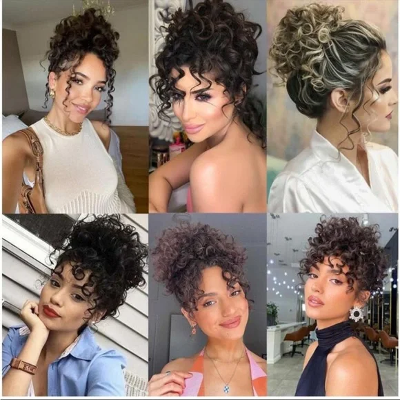Puff Drawstring Ponytail Kinky Curly Hair Bun Clip In Ponytail Hair Extensions - Picture 2 of 6